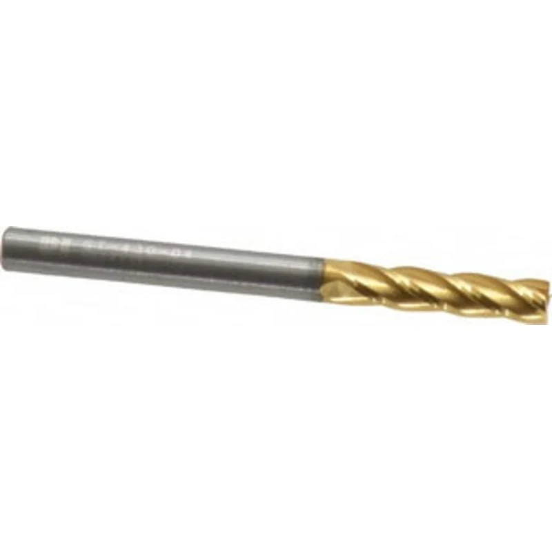 RobbJack 1/8, 1/2 LOC, 1/8 Shank Diam, 1-1/2 OAL, 4 Flute, Solid Carbide Square End Mill Single End, TiN Finish, 30 H...